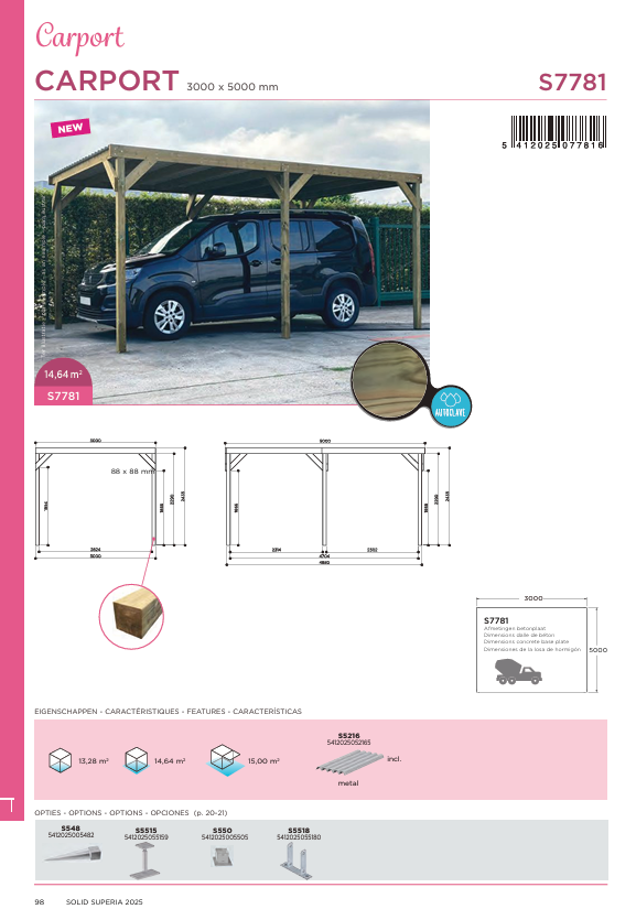 Carport 3000 x 5000 mm (S7781)