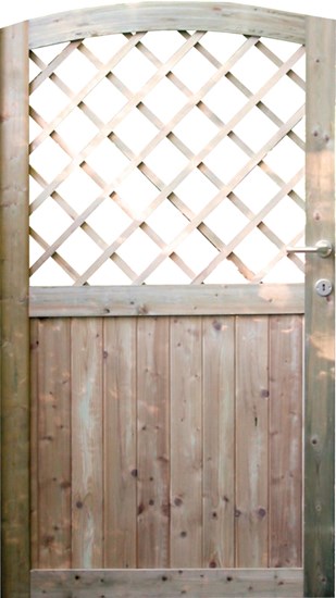 Porte rainurée-languette arrondie + treillis H1,80xL1,00m