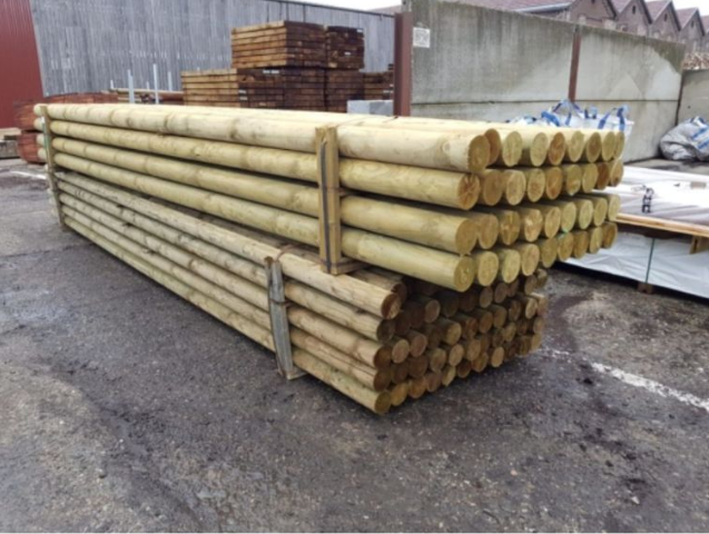 Bois rond fraisé et imprégné