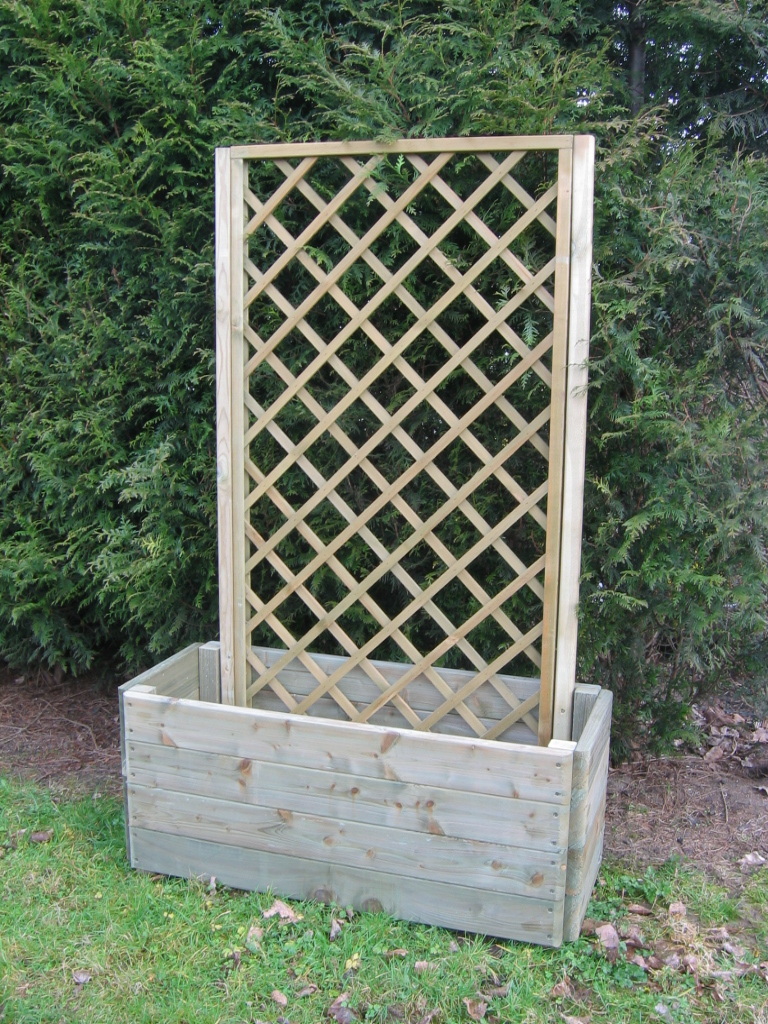 Bac à fleur lourd 50x120x50cm + treillis h1,80m